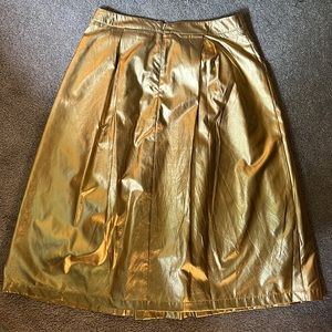 Shiny gold Who What Wear mid-length skirt